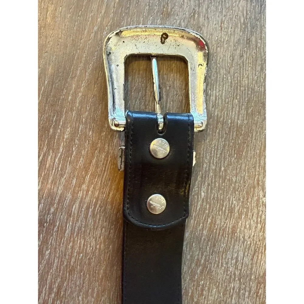 ARIAT Black Leather Silver Buckle Western Cowboy Belt Men size 36